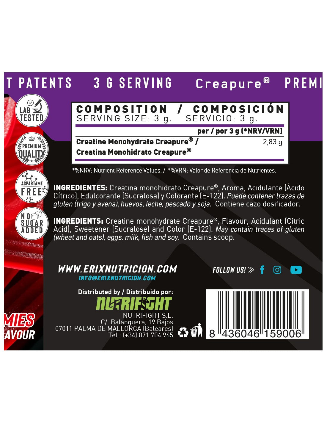 Erix Nutrition Creatina CREAPURE 300 gr
