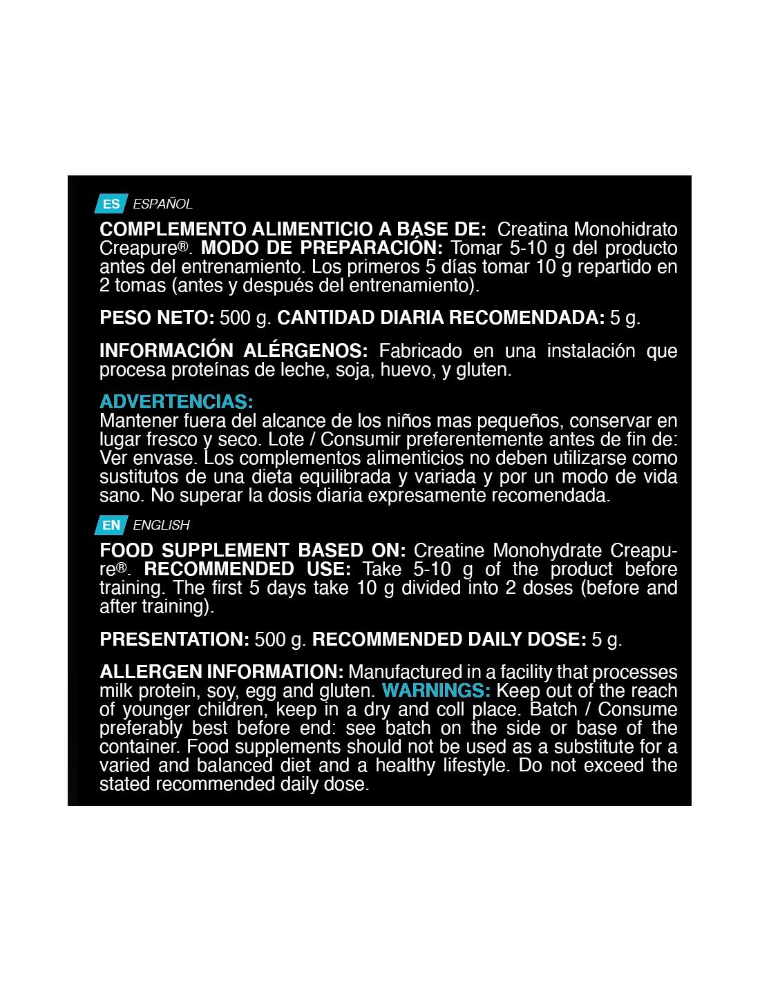 Erix Nutrition CREATINA Creapure® 500 GR NEUTRA