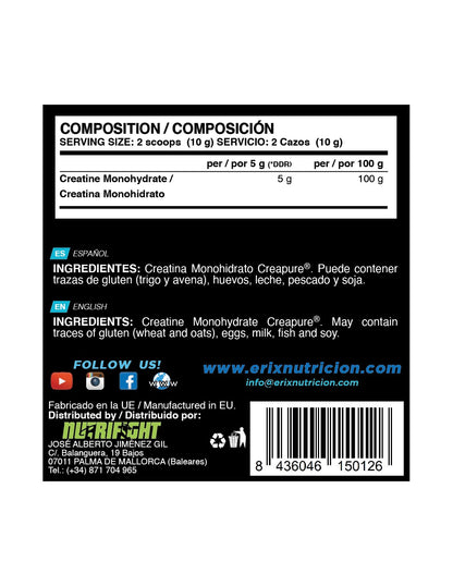 Erix Nutrition CREATINA Creapure® 500 GR NEUTRA
